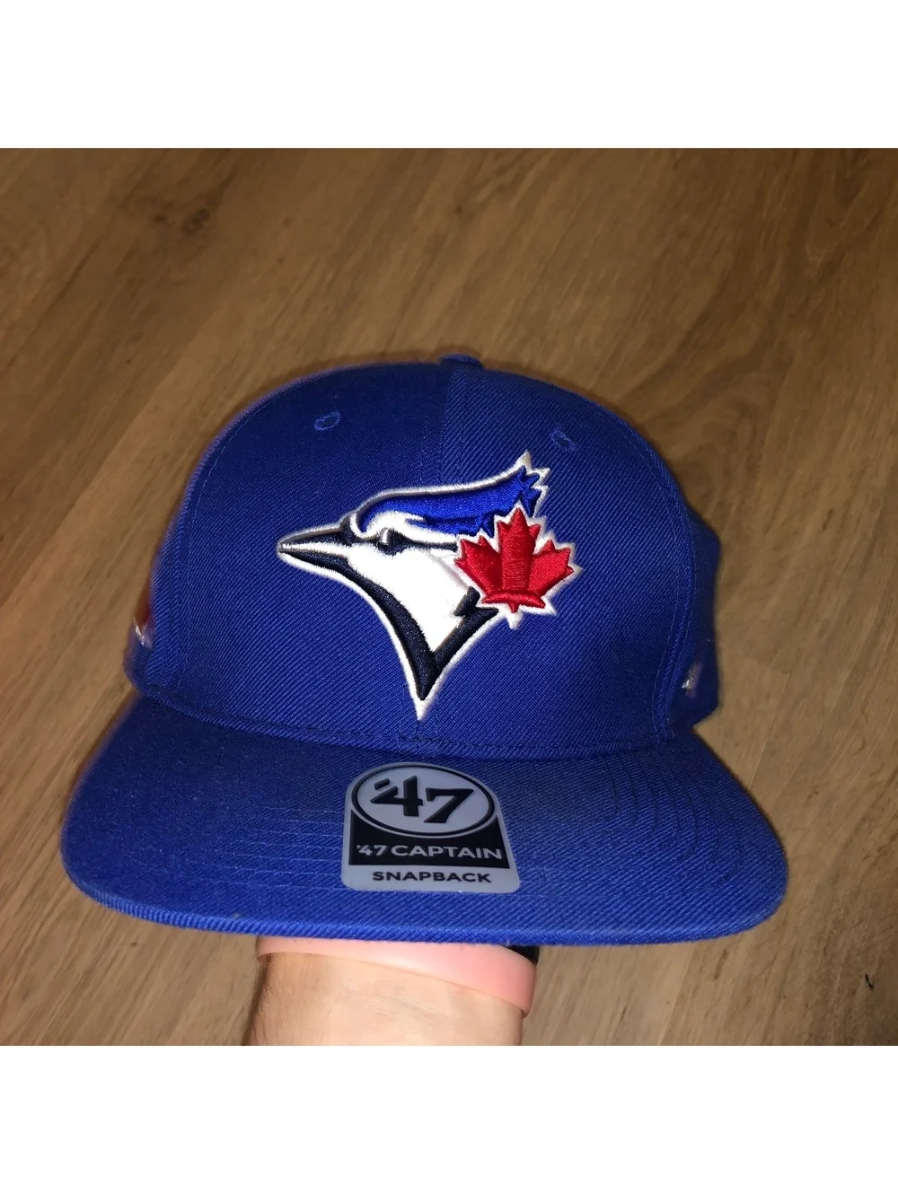 47 BRAND TORONTO BLUE JAYS ADJUSTABLE SNAPBACK HAT BLUE MAPLE LEAF RED CAP